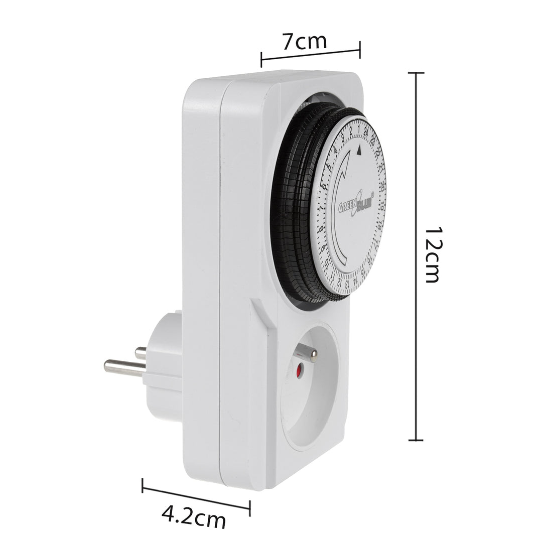 GreenBlue - Tijdschakelaar - Timer Schakelaar Type E - Mechanische tijdschakelklok - 48 programma's, max. belasting 16A, IP20, GB360 E