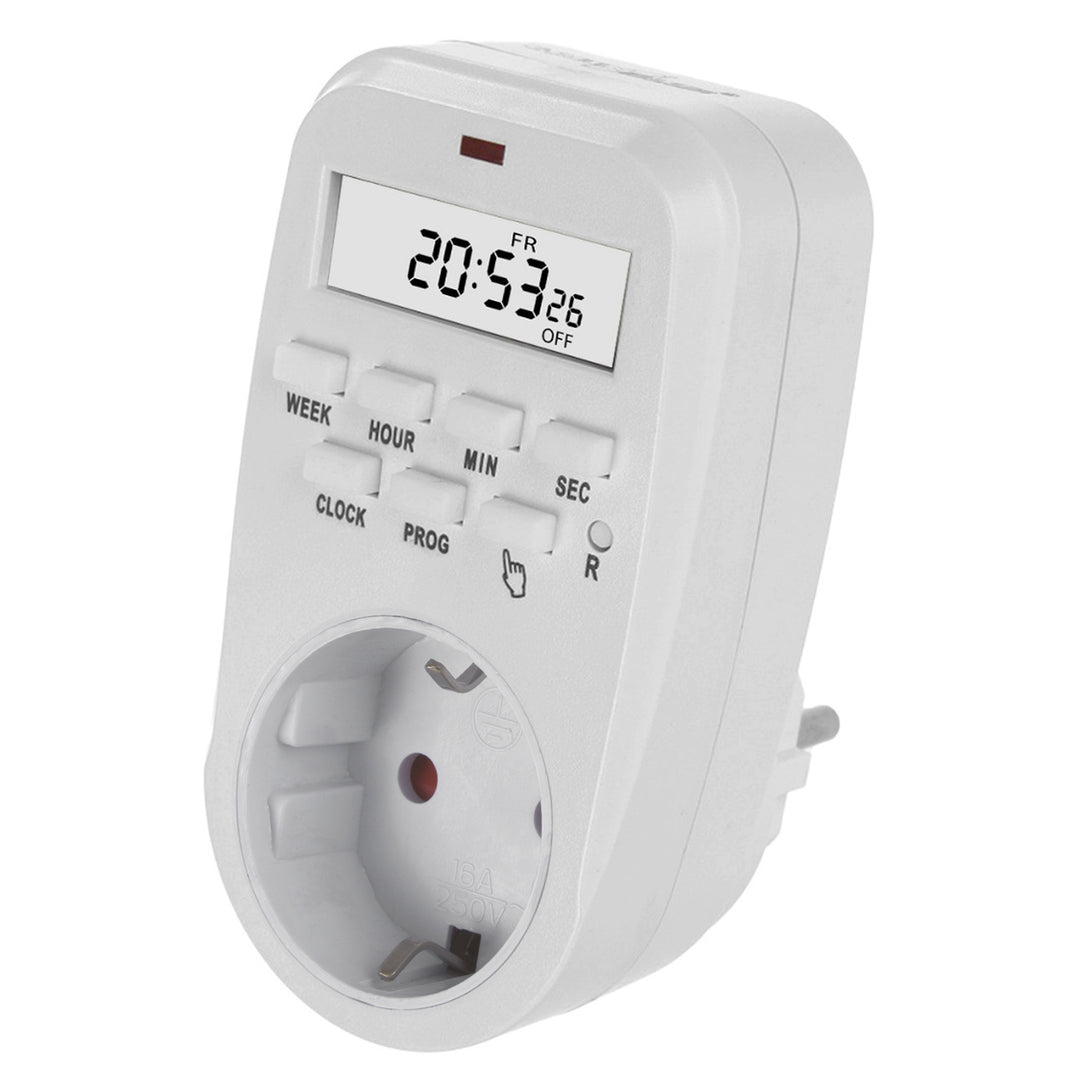 GreenBlue GB362 F Timer Switch - Digital Timer, 16A Max Load, IP20, Schuko Plug