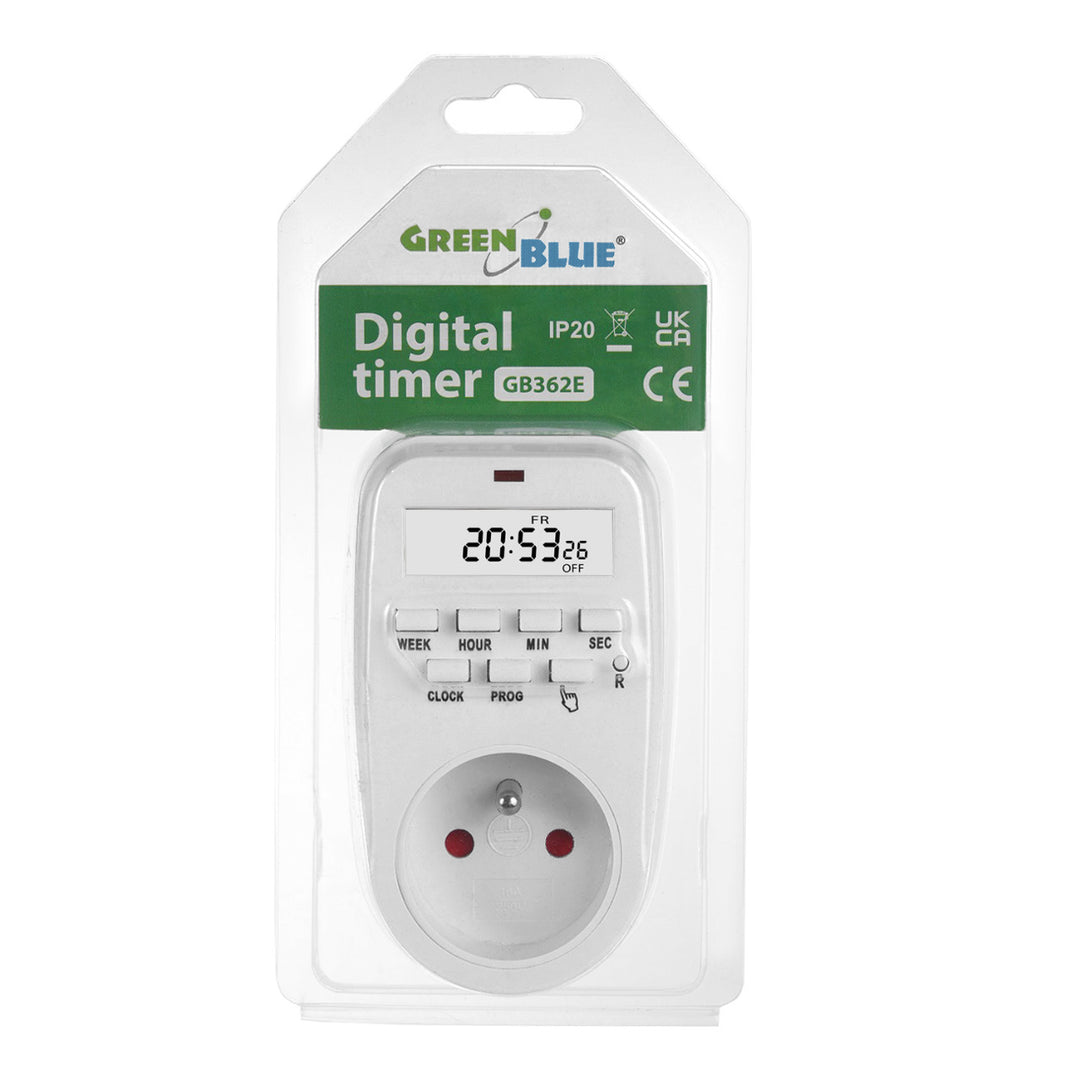 GreenBlue GB362 E digitale Zeitschaltuhr maximale Last 16A IP20