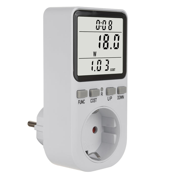 GreenBlue energiemeter, wattmeter, type F, 220-240V AC, 50Hz, max. belasting 16A, IP20, ingebouwde batterij, GB364 F