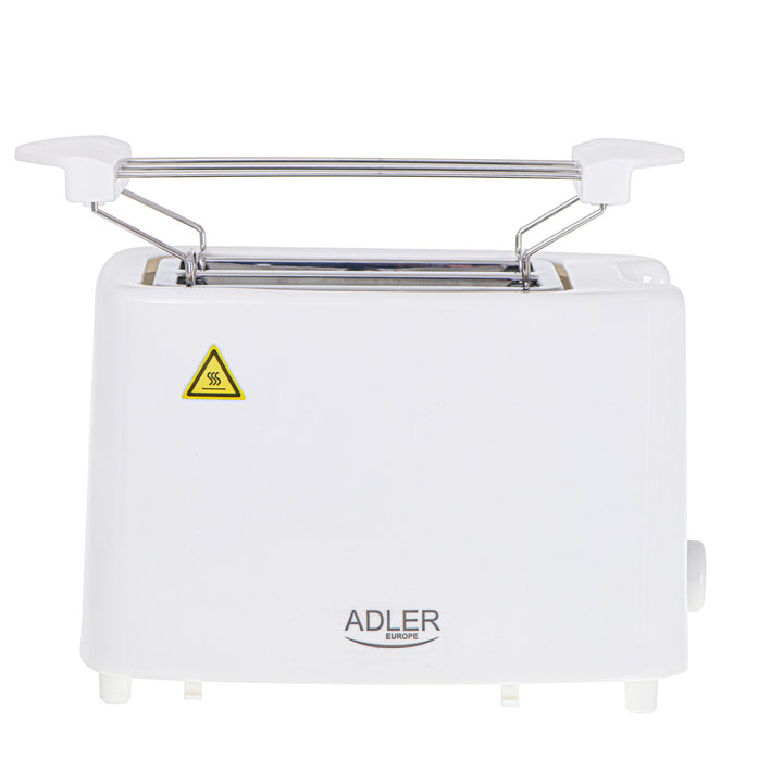 Tostadora Adler, 6 niveles de regulación, rejilla para panecillos, 900W, blanca, AD 3223