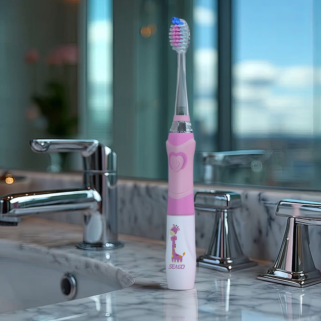 SEAGO children's sonic toothbrush, pink, 1xAAA 1.5V (not included), 3 tips, SG-977 Pink