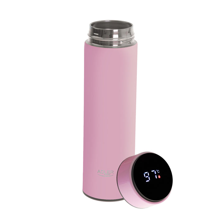 Adler thermos flask, LED touch display, capacity 473 ml, pink, AD 4506
