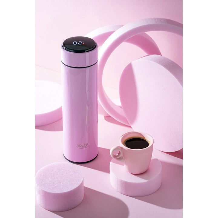 Adler thermos flask, LED touch display, capacity 473 ml, pink, AD 4506