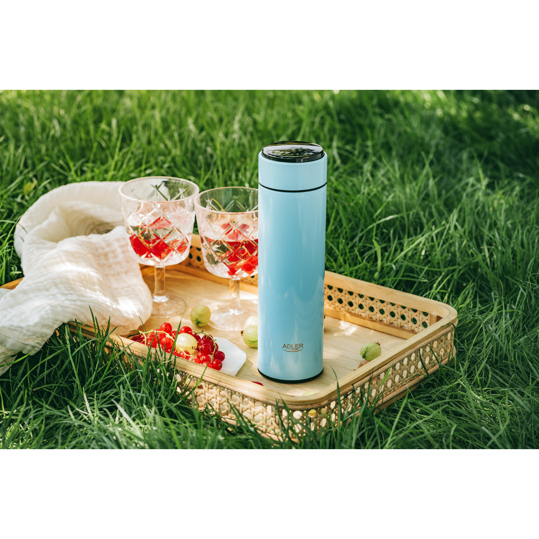 Adler thermos flask, LED touch display, capacity 473 ml, blue, AD 4506
