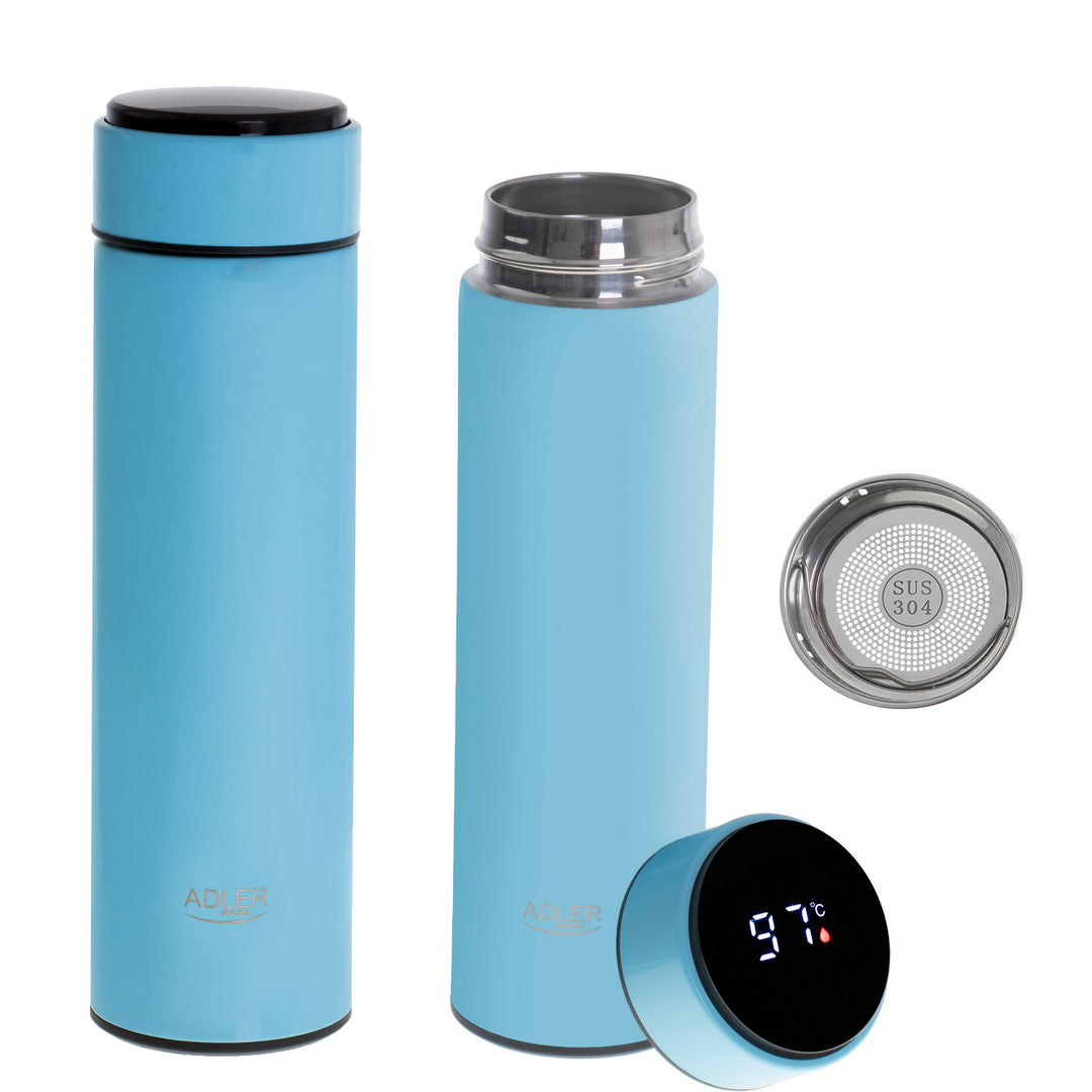 Adler thermos flask, LED touch display, capacity 473 ml, blue, AD 4506