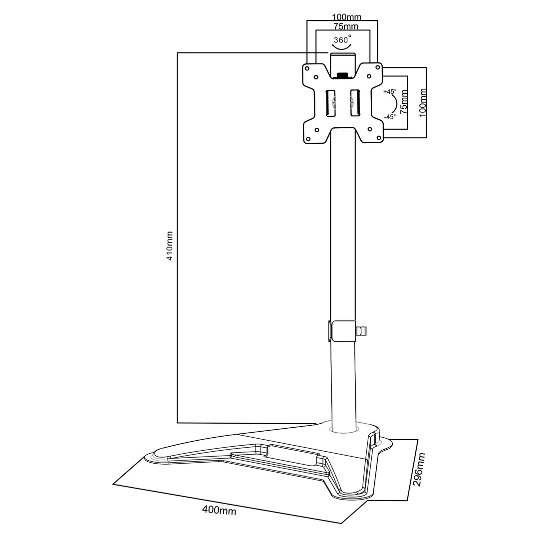 Support de moniteur Maclean, max VESA 100x100, 13-27", 8kg, MC-987