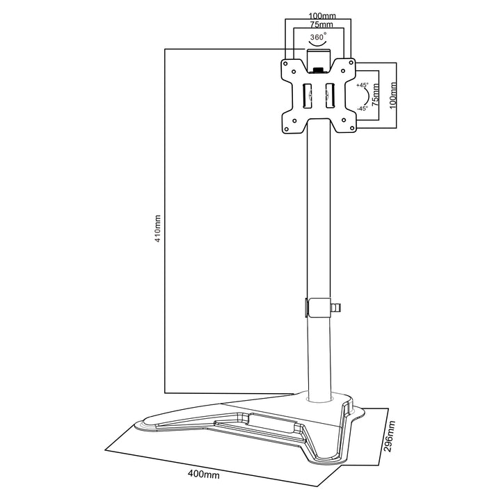 Support de moniteur Maclean, max VESA 100x100, 13-27", 8kg, MC-987