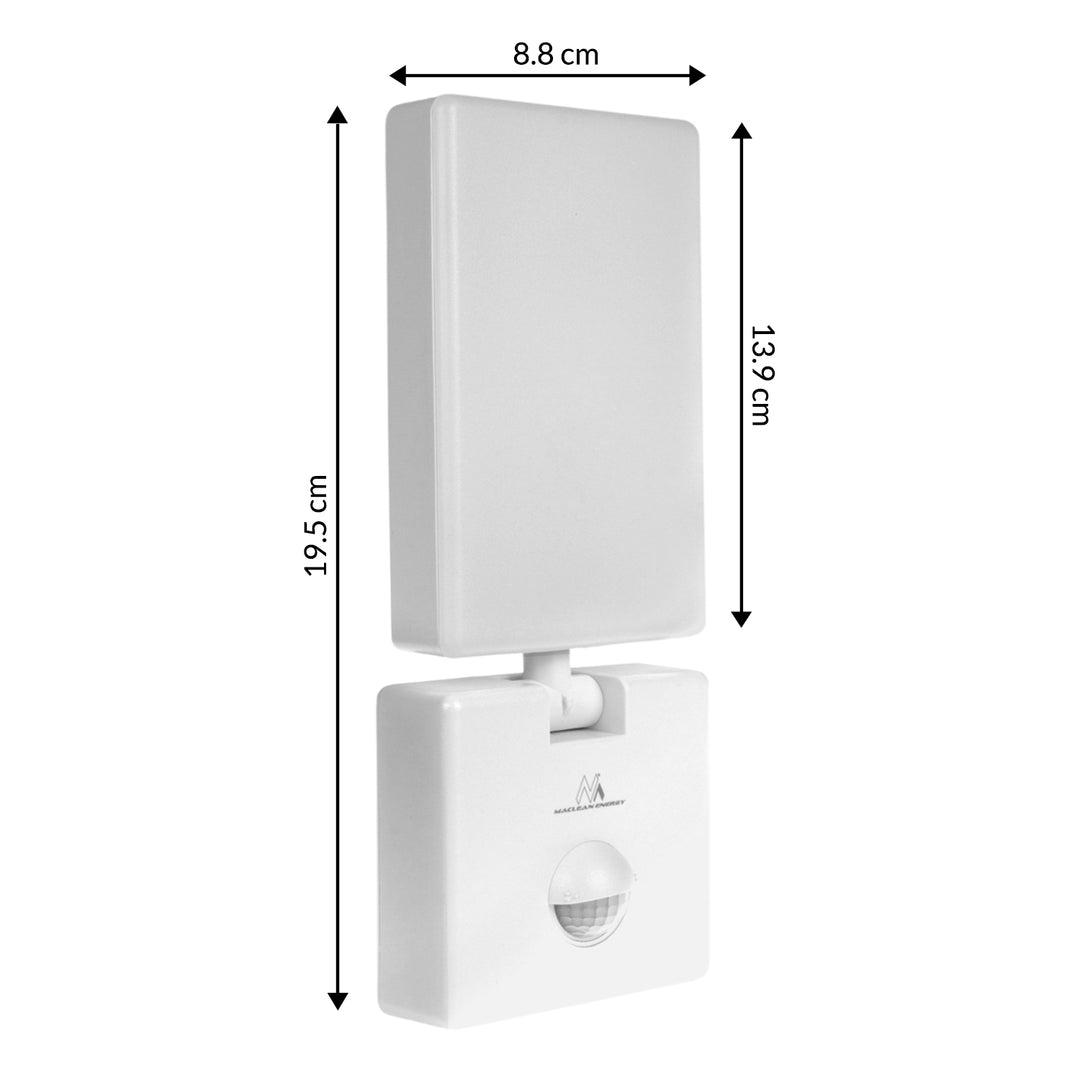 Maclean - LED-lamp met PIR bewegingsmelder - LED lamp - Buitenlamp - Wandlamp - 10W - IP65 - 800lm - 4000K - Wit - MCE516 W