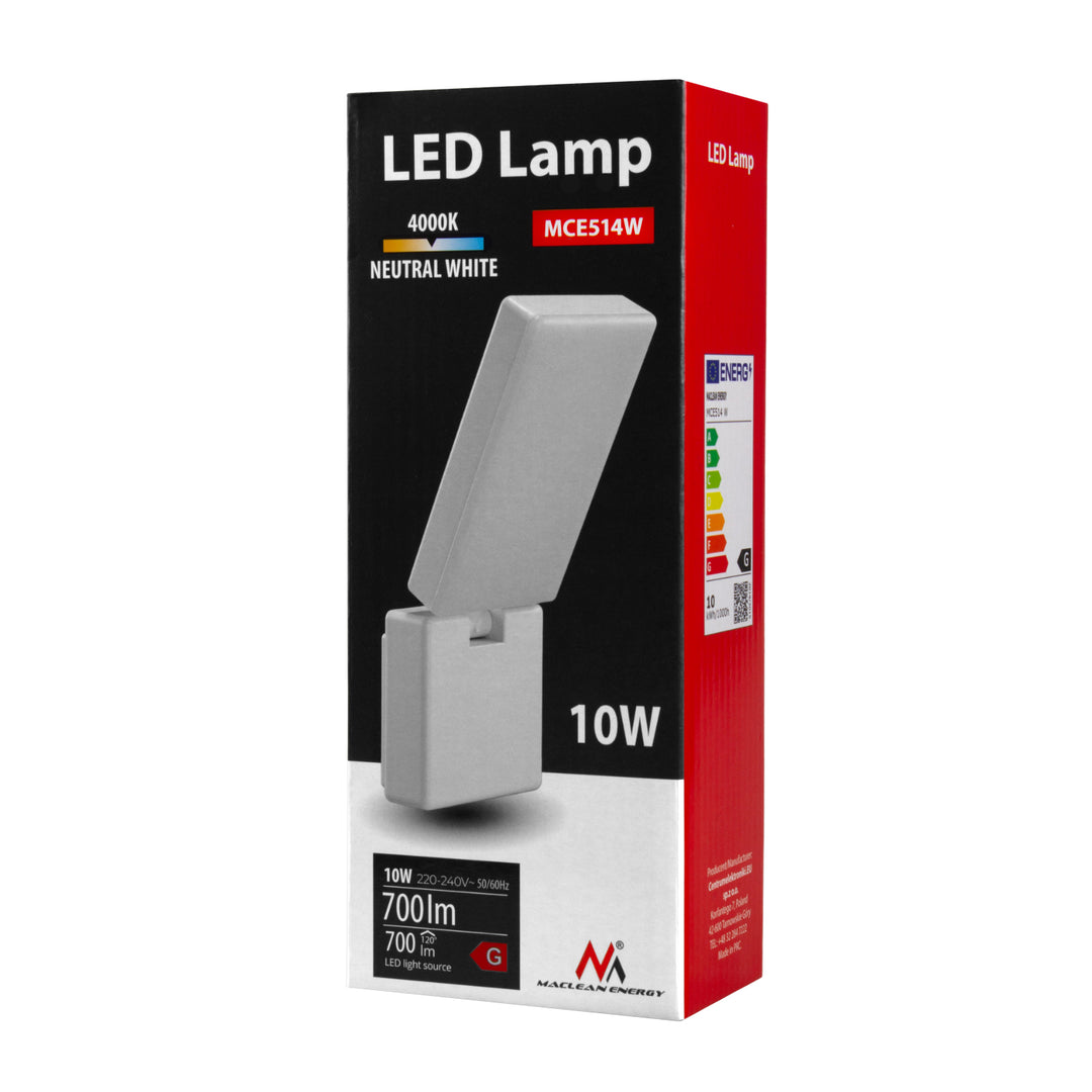 Maclean - LED-lamp - LED lamp - Buitenlamp - Wandlamp - 10W - 700lm - IP65 - Neutraal wit - 4000K - Wit - MCE514 W