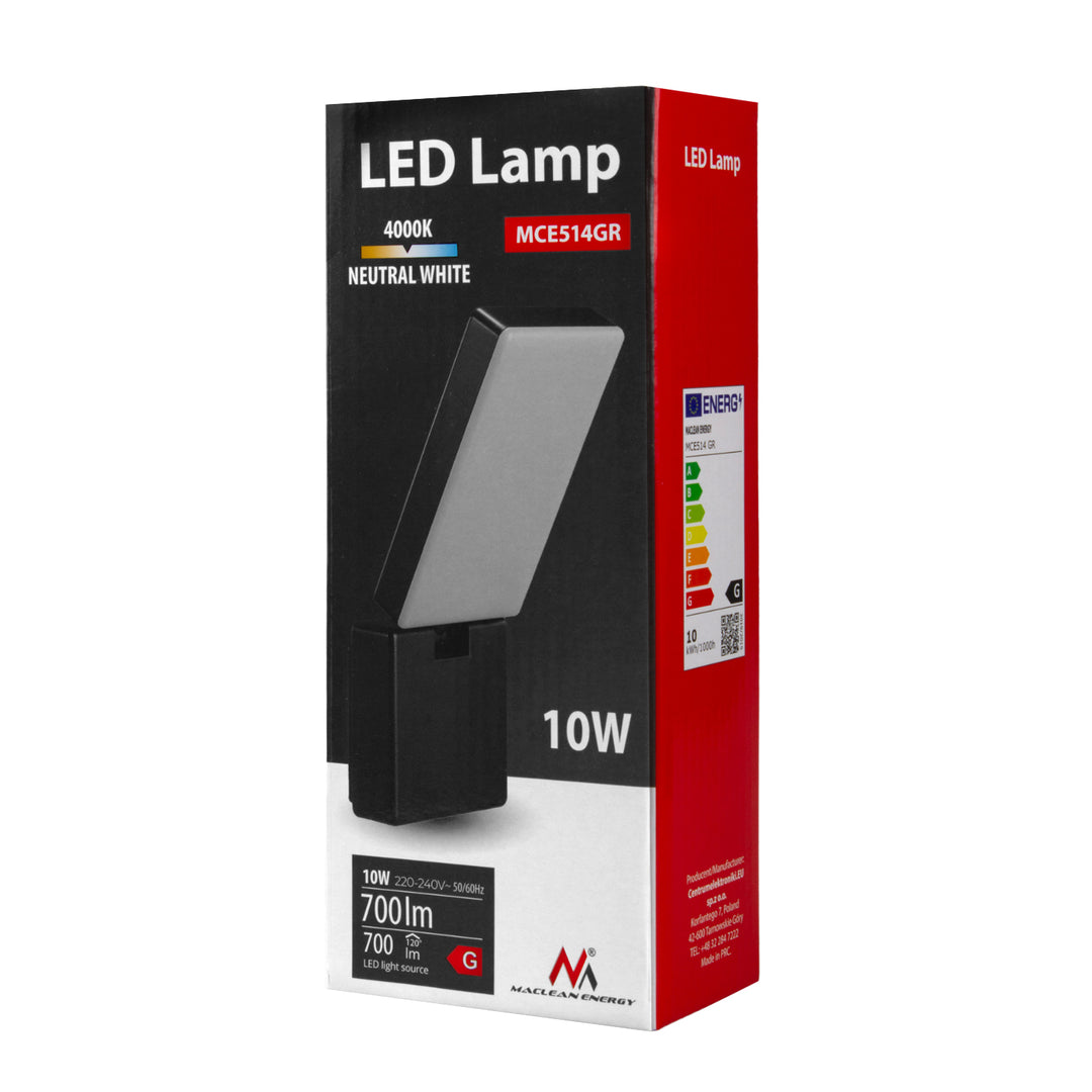 Maclean LED Lampe grau 10W 700lm IP65 neutral weiß 4000K