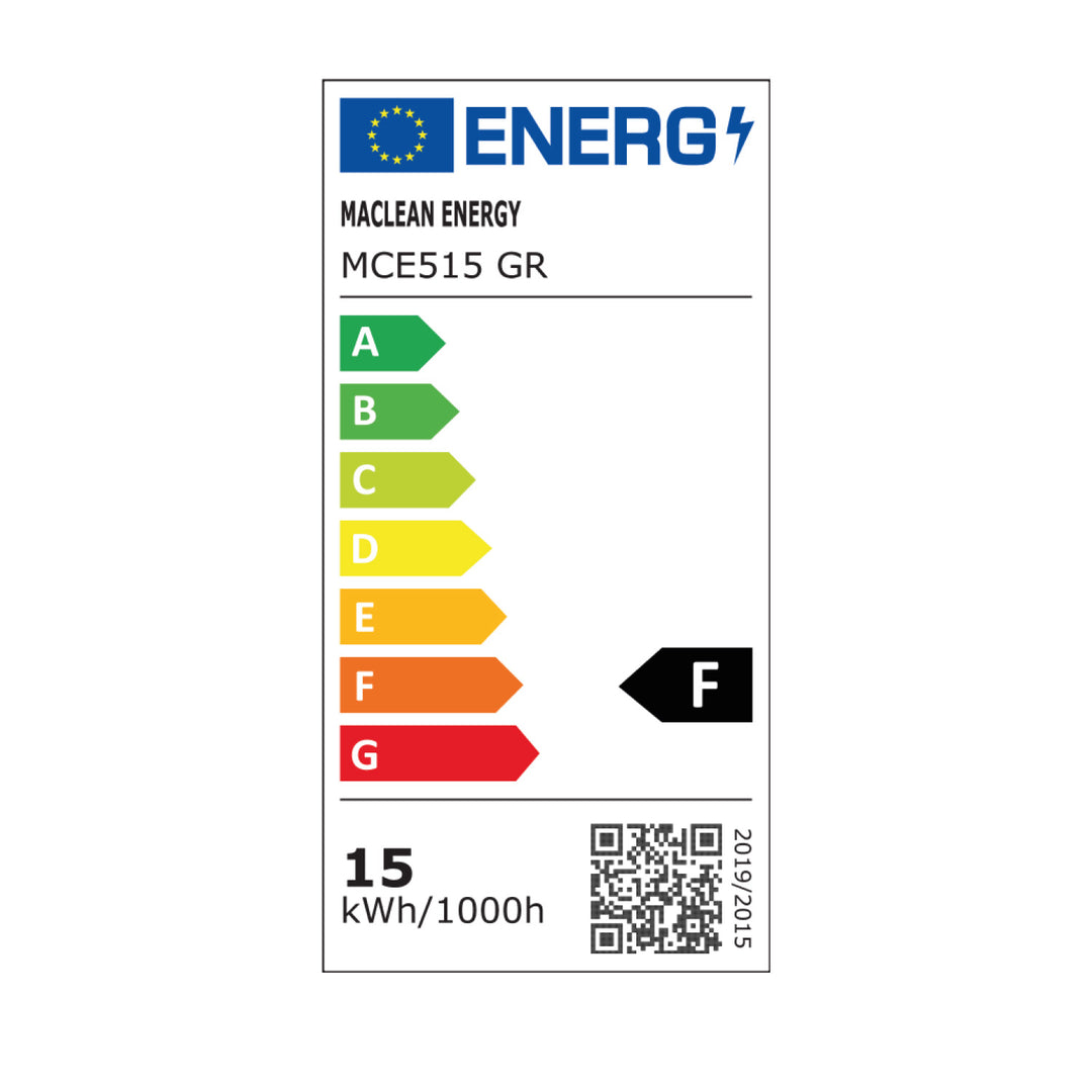 Maclean MCE515 GR Lámpara LED con detector de movimiento PIR, 15W, IP65, 1600lm, 4000K (Gris)