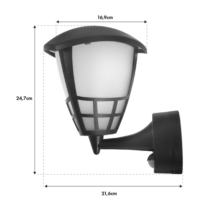 Wall lamp with sensor Maclean MCE518 B 1xE27 black IP65 max 60W