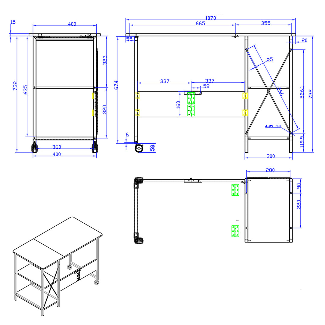 Maclean loft Klapptisch, Maße: 107x45x75cm, max - 150 kg, mit Platte, Farbe Nussbaum dunkel, MC-411 B