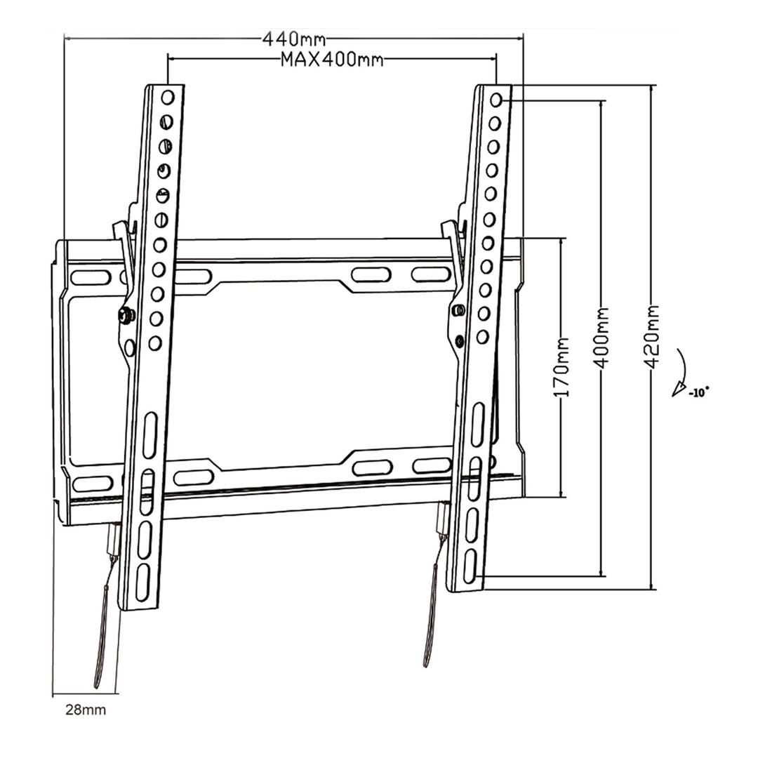 Maclean TV-Halterung, max VESA 400x400, 32-70", 45kg, Neigungsverstellung +0°~-10°, MC-412