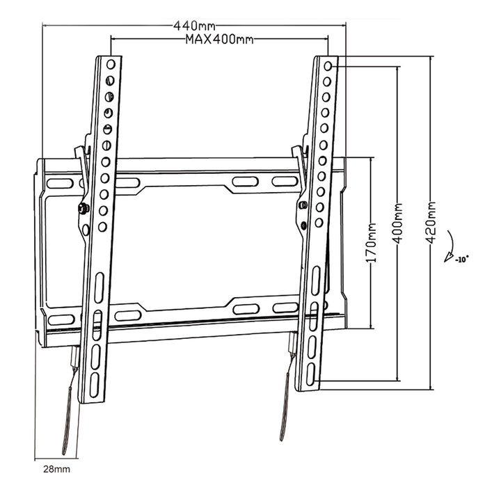 Maclean MC-412 Soporte para TV, Soporte de Pared para Pantallas de 32-70", VESA máx. 400x400, Carga máx. 45kg, Ajuste de Inclinación +0°~-10°