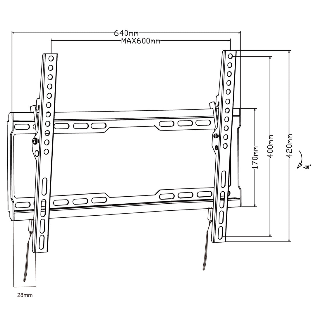 Maclean TV MC-413 Wall Mount Bracket 32"-80" VESA 600x400 45kg Tilting Universal Adjustable Spirit Level Mounting Accessories