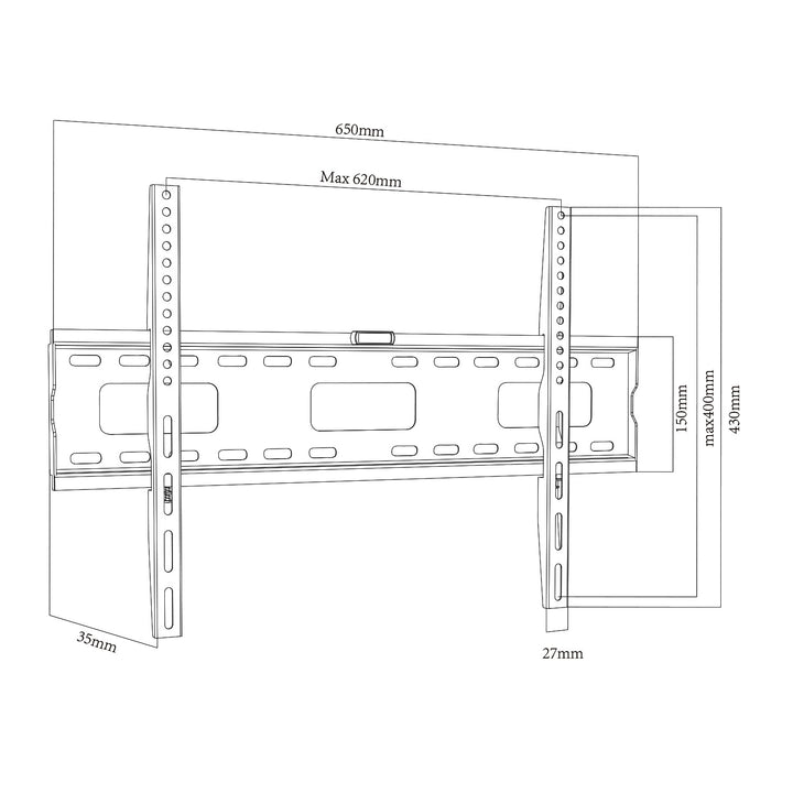 Maclean TV MC-419 Wall Mount Bracket 32"-100" VESA 600x400 45kg Tilting Universal Adjustable Spirit Level Accessories Flat Heavy Duty