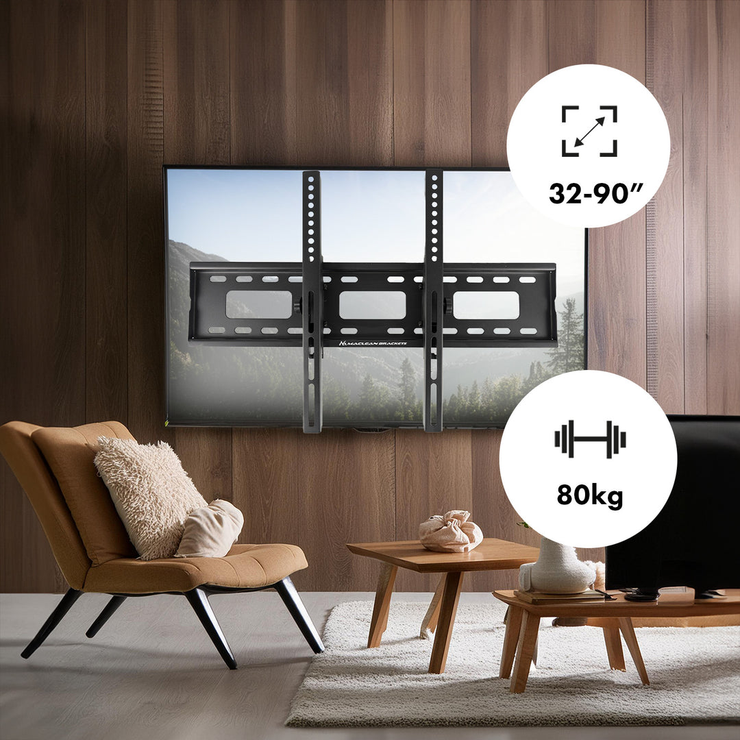 Maclean TV-Halterung, max VESA 600x400, 32-90", 80kg, Neigungsverstellung +15°~-15°, MC-421