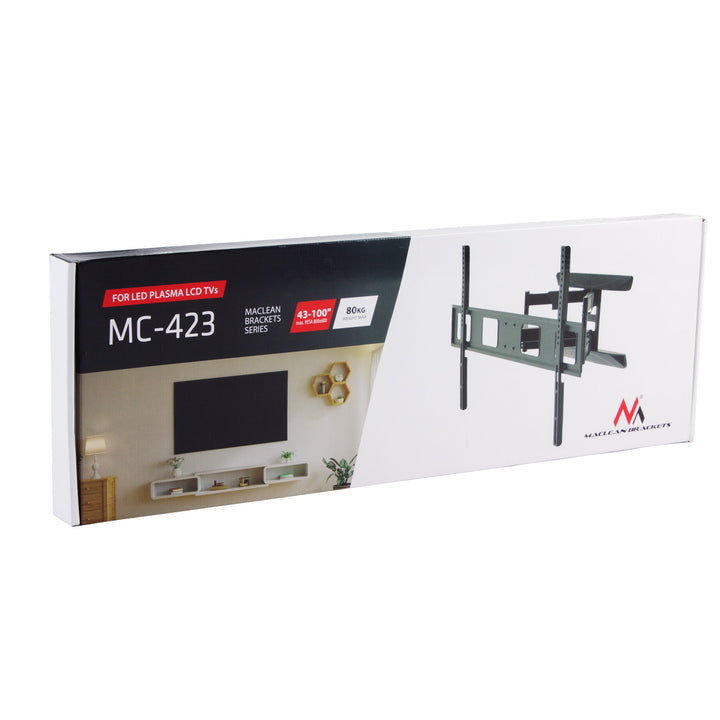 Maclean MC-423 Soporte de TV, Soporte de Pared para Pantallas de 43-100", VESA máx. 800x600, Carga máx. 80kg, Ajuste de Ángulo Horizontal y Vertical, Perfil 50-500mm