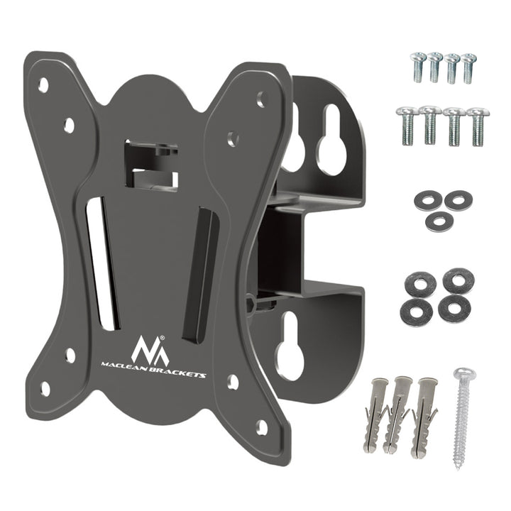 Maclean MC-415 TV Monitor Wall Mount 13"-32" 30kg Tilt Rotate max. VESA 100x100 30kg Black Slim Universal Powder Coated