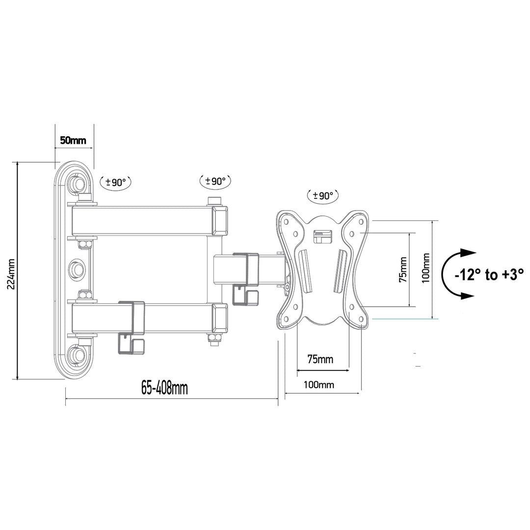 Maclean MC-417 Support pour TV ou moniteur max. VESA 100x100 13-32" 30kg noir