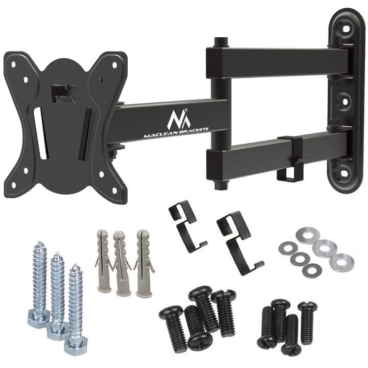 Maclean MC-417 Soporte para TV o Monitor, Soporte de Pared para Pantallas de 13-32", máx. VESA 100x100, Carga máx. 30kg, Color Negro