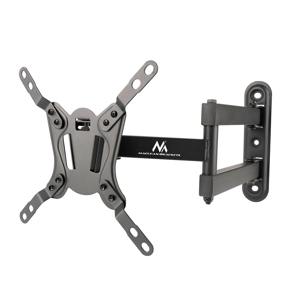 Maclean MC-418 TV Monitor Full Motion Wall Mount 23"-43" 30kg max VESA 200x200 Black Tilting Rotating Adjustable Wall Distance Holder Bracket Sturdy Powder Coating