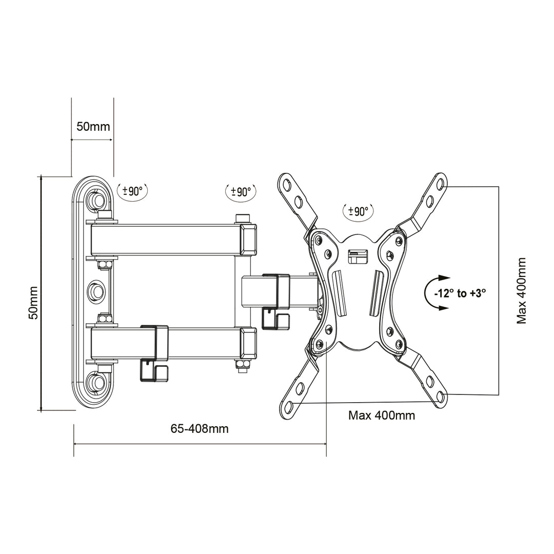 Maclean MC-418 Soporte para TV o Monitor, Soprte de Pared para Pantallas de 23-43", máx. VESA 200x200, Carga máx. 30kg, Color Negro