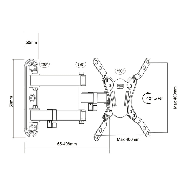 Maclean beugel voor TV of monitor, max. VESA 200x200, 23-43", 30kg, zwart, MC-418