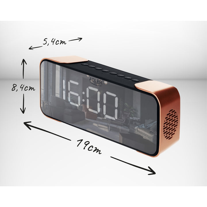 Adler AD 1190 Copper wireless radio alarm clock with LED display and Bluetooth function