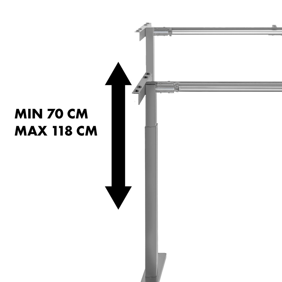 Maclean bureau, handmatig in hoogte verstelbaar, zonder bovenblad, voor staand en zittend gebruik, max 60kg, max hoogte 120cm, MC-790NG