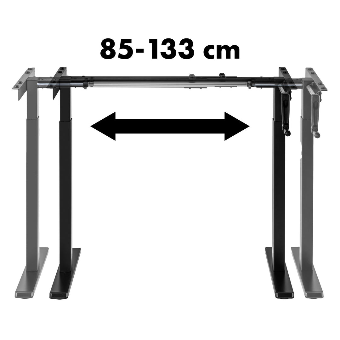 Maclean desk, manual height adjustment, without top, for standing and sitting work, max 60kg, max height 120cm, MC-790NB