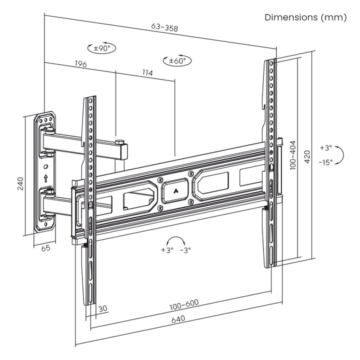 Maclean TV-Halterung, max VESA 600x400, 37-70", 35kg, MC-798N