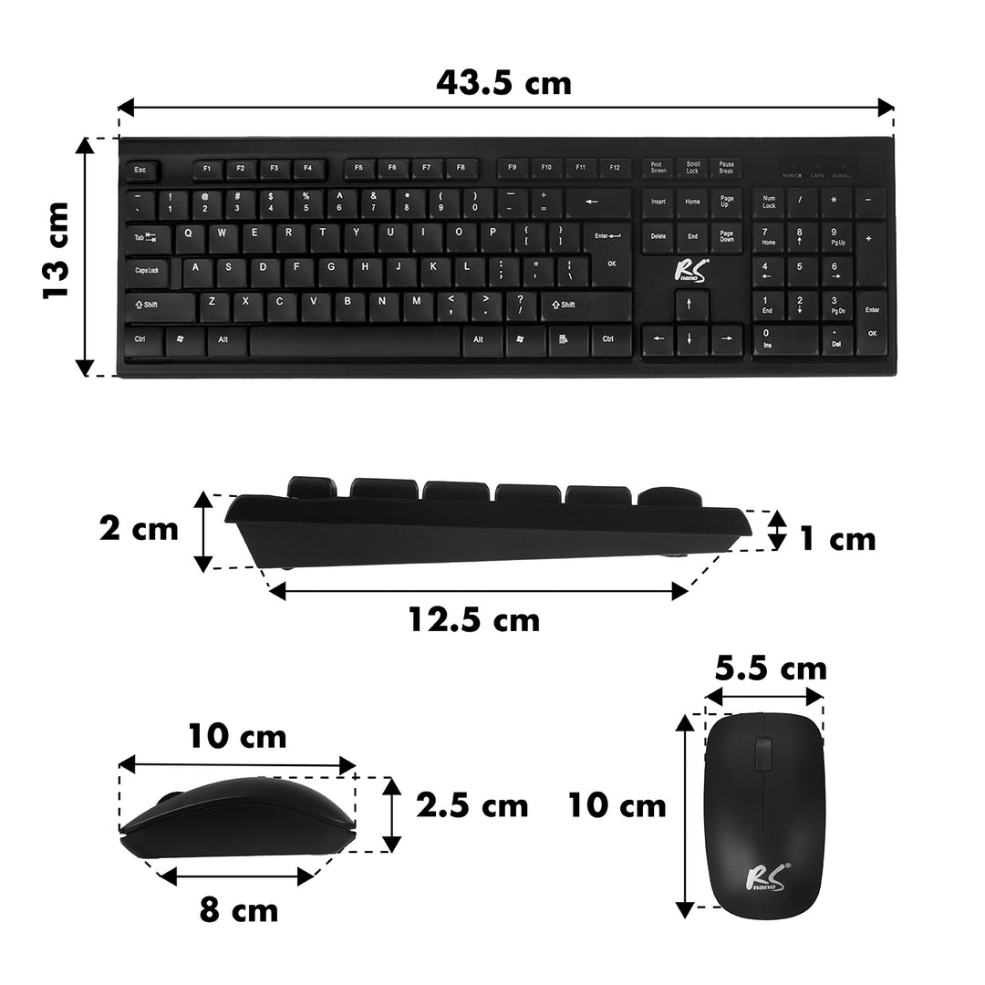 Kabellose Tastatur + Maus COMBO NanoRS, RS580 für Remote Worker, Gamer