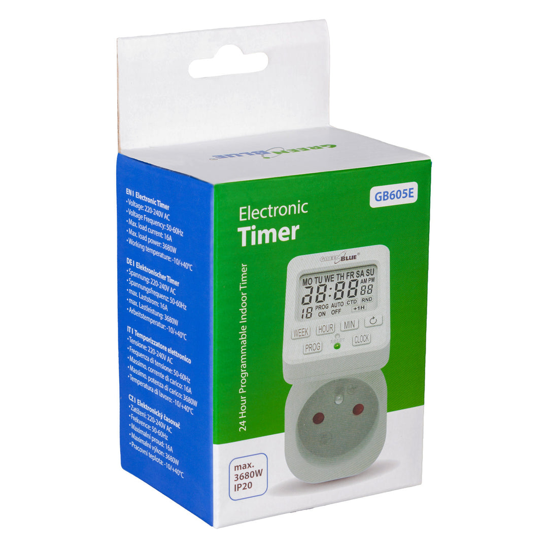 Horloge digitale GreenBlue timer, programmateur - minuterie, charge max. 16A, IP20, GB605 E