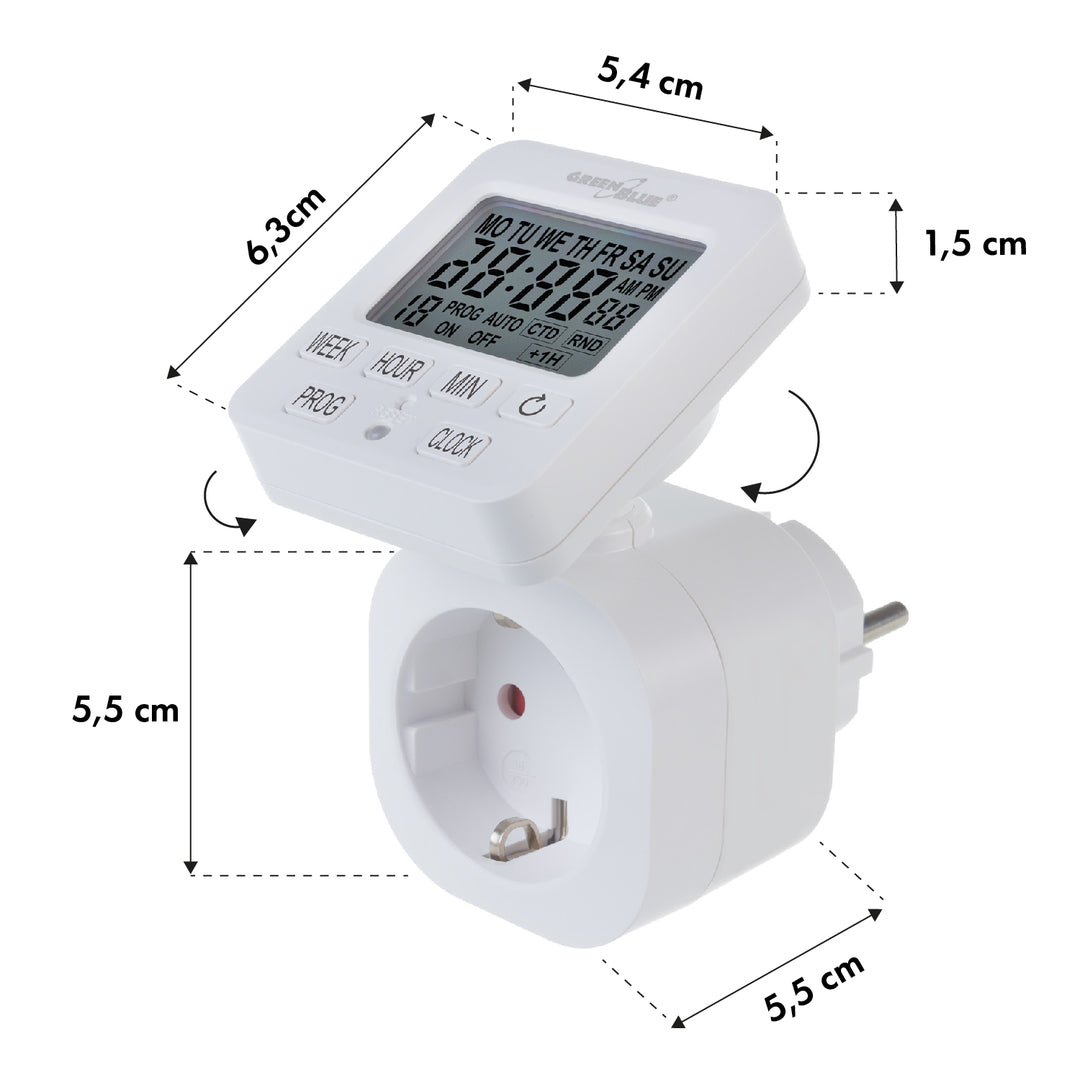 GreenBlue time switch - digital timer, max. load 16A, IP20, GB605 F