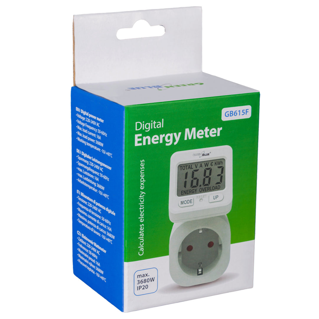 GreenBlue energiemeter, wattmeter, 16A, max. 3680W, subgeheugen, GB615 F