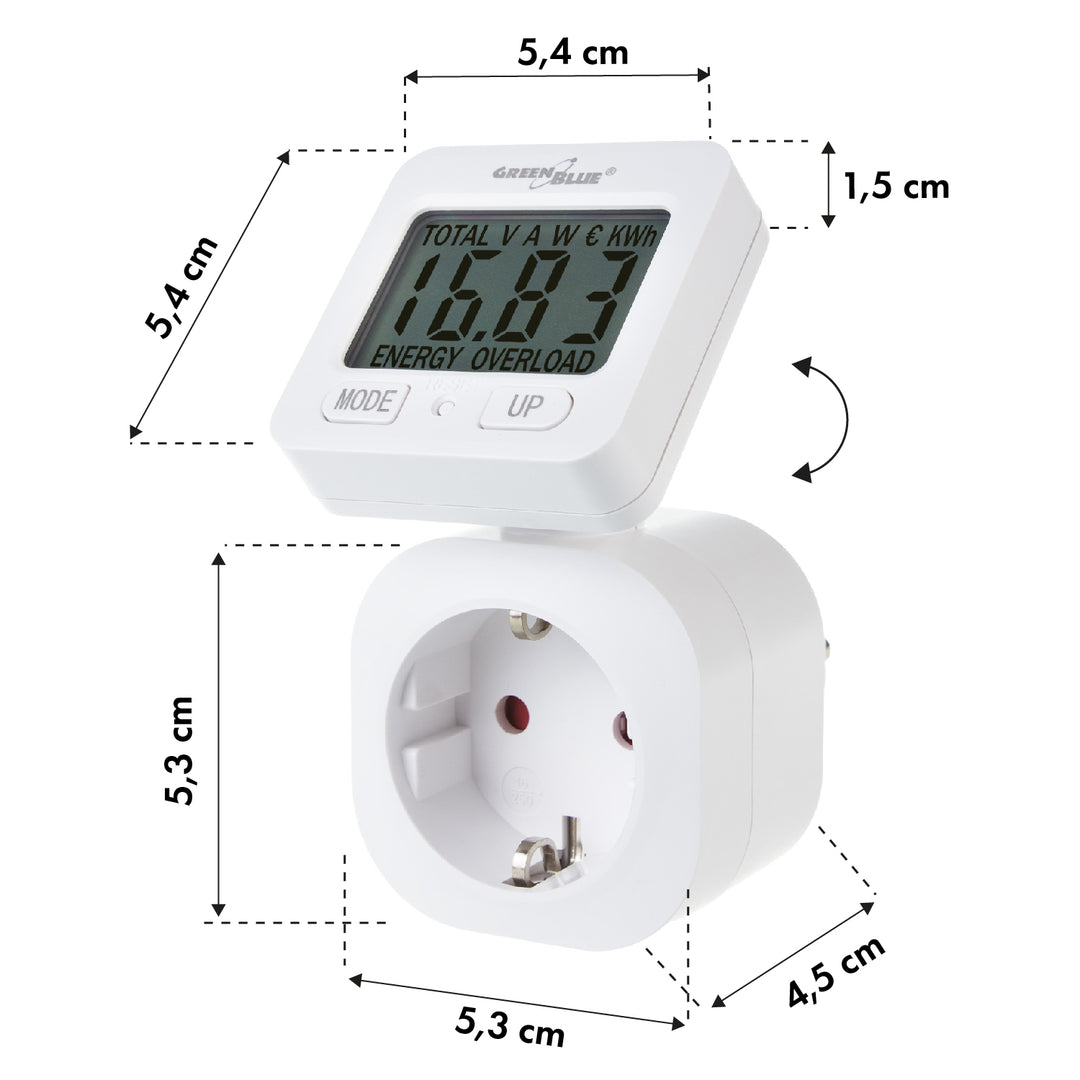 GreenBlue Energiezähler, Wattzähler, 16A, max. 3680W, Unterspeicher, GB615 F