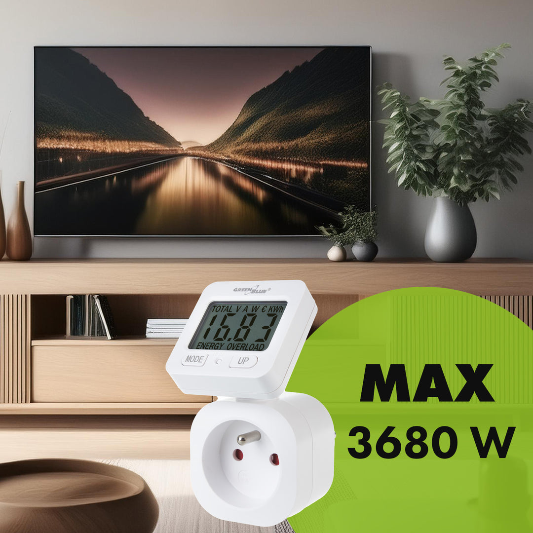 GreenBlue Energiezähler, Wattzähler, 16A, max. 3680W, Unterspeicher, GB615 F