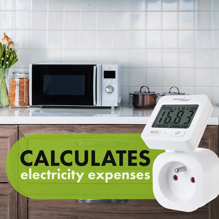 GreenBlue energiemeter, wattmeter, 16A, max. 3680W, subgeheugen, GB615 F