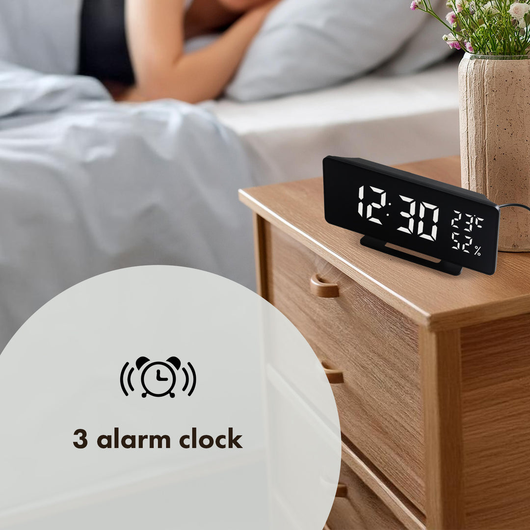 GreenBlue GB395 Digital LED Alarm Clock - Temperature Humidity Thermometer Hygrometer Large Display USB Powered