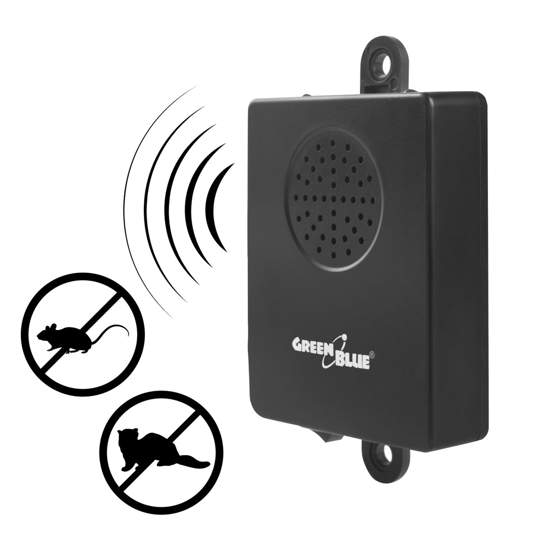 GreenBlue GB730 Ultrasonic Car Rodent Repeller Deterrent 45m2 Mice Marten Rats Weasels Pets Safe 22-45 kHz