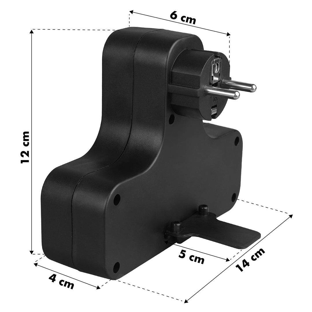 Maclean MCE224 G/B Toma de Corriente, Cuádruple con Interruptor de Encendido/Apagado, Pie Estabilizador, Tipo Schuko, 2x2,5A, 2x16A