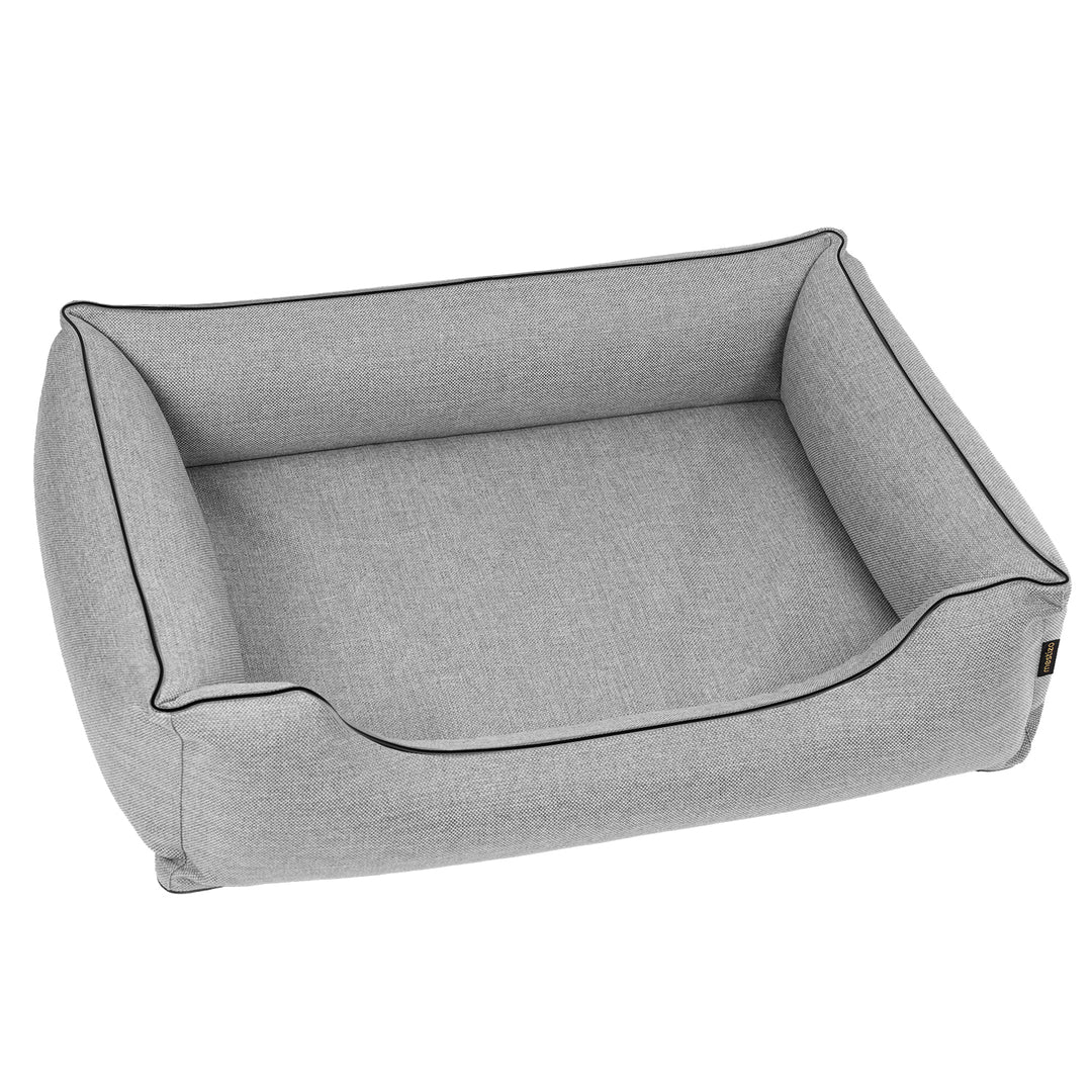 Mestizo Mallorca Standard Cama para Perros TwinFoam, Cesta para Perros, Sofá de Tela Tapizada, Funda Lavable (65x50 cm, Gris claro/Negro) SMTF-GRA-B-1