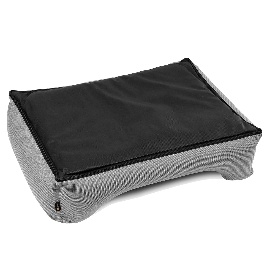 Mestizo Mallorca Standard Cama para Perros TwinFoam, Cesta para Perros, Sofá de Tela Tapizada, Funda Lavable (65x50 cm, Gris claro/Blanco) SMTF-GRA-W-1