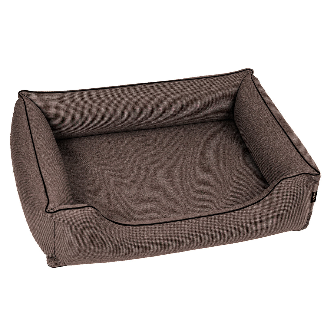 Mestizo Mallorca Standard Cama para Perros TwinFoam, Cesta para Perros, Sofá de Tela Tapizada, Funda Lavable (65x50 cm, Marrón/Negro) SMTF-BRO-B-1