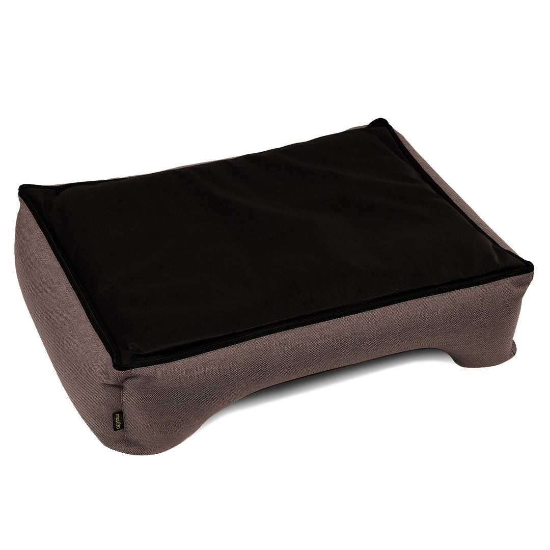 Mestizo Mallorca Standard Cama para Perros TwinFoam, Cesta para Perros, Sofá de Tela Tapizada, Funda Lavable (65x50 cm, Marrón/Negro) SMTF-BRO-B-1