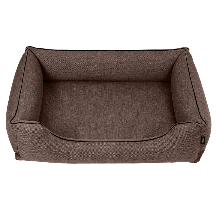 Mestizo Mallorca Standard Cama para Perros TwinFoam, Cesta para Perros, Sofá de Tela Tapizada, Funda Lavable (65x50 cm, Marrón/Negro) SMTF-BRO-B-1