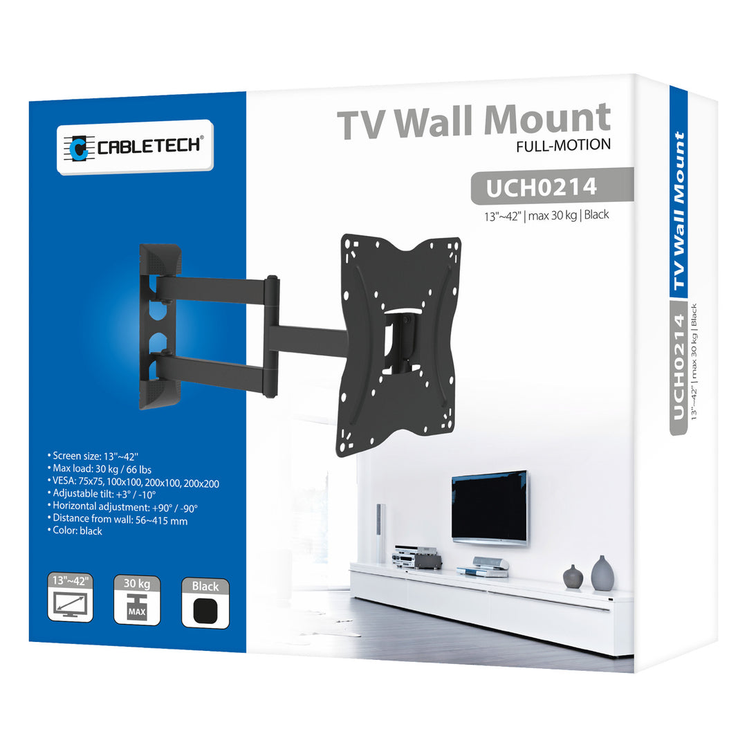 Cabletech UCH0214 Universal TV Wall Bracket 13-42 Inch Adjustable Portrait and Landscape Format TV Holder